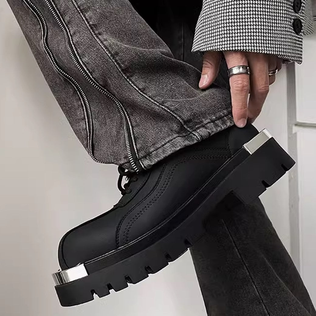 Silver attachment matte material simple black sneaker boots