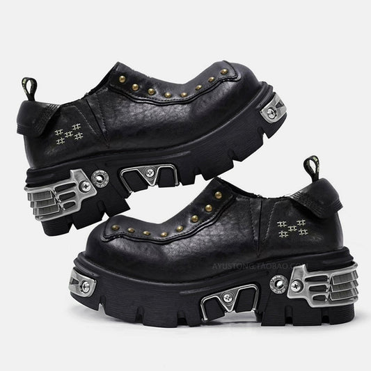 Gimmick material frame design sole cut platform sneakers HL3122
