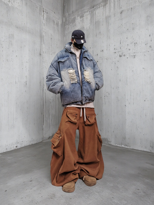 UUCSCC Curved Multi-Pocket Wide-Leg Cargo Pants