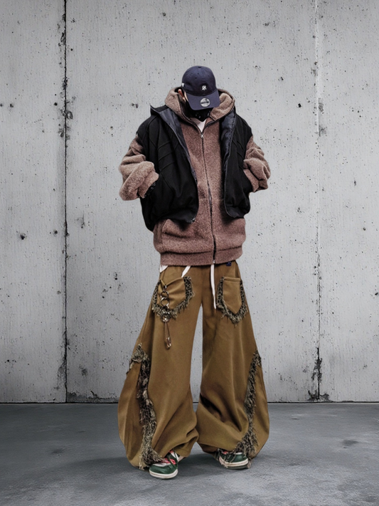 UUCSCC Leopard Spliced Wide-Leg Pants