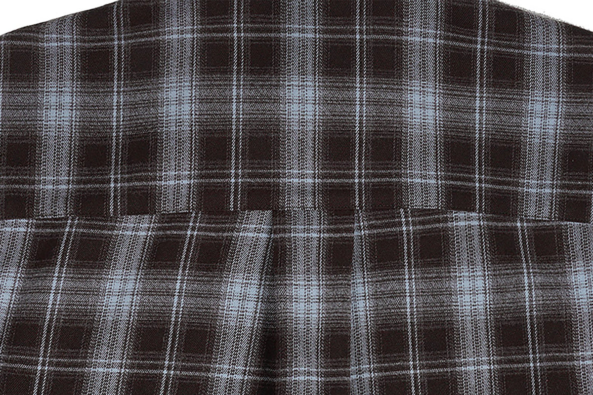 UNDERWATER Plaid Raw Edge Shirt Blue