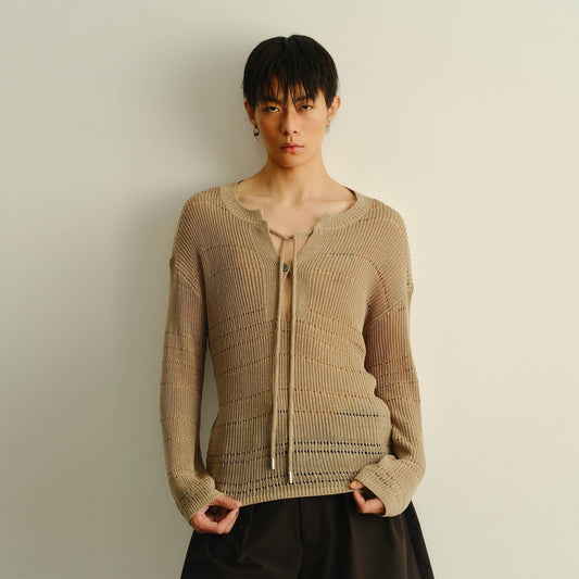 KADAKADA Open-Knit Drawstring Sweater