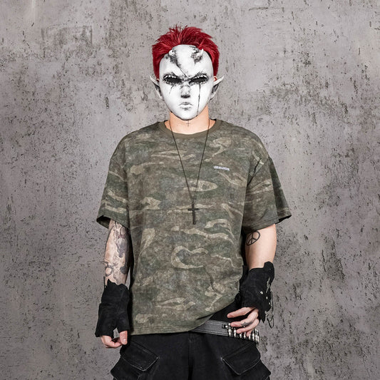 UNDERWATER Distressed Camo Oversized T-Shirt