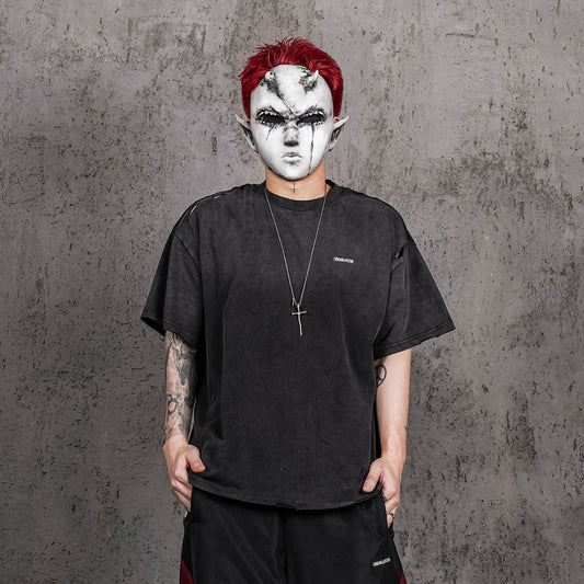 UNDERWATER Washed Ripped Gradient T-Shirt Black