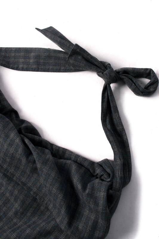 RELABEL Plaid Wool-Blended Knot Handle Hobo Bag