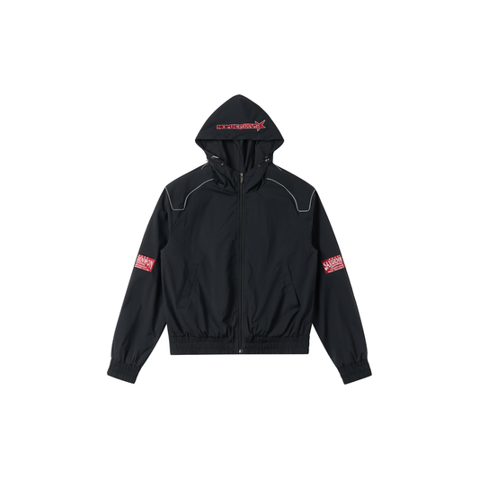 SAVAGEGROWTHWORLD Embroidered Logo Piped Hooded Jacket