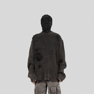 UNDERWATER Wasteland Ripped Sweater Charcoal