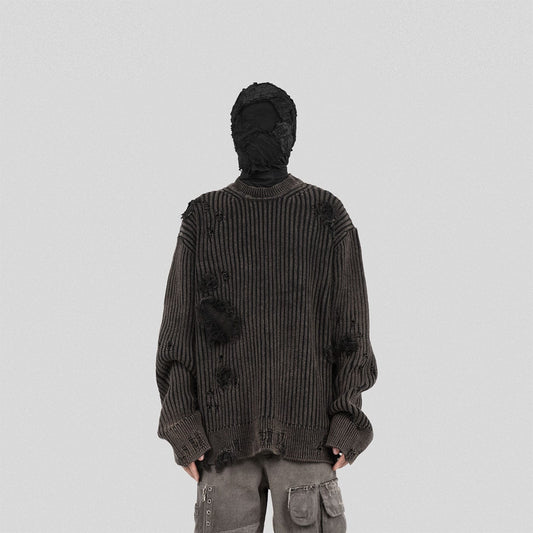 UNDERWATER Wasteland Ripped Sweater Charcoal