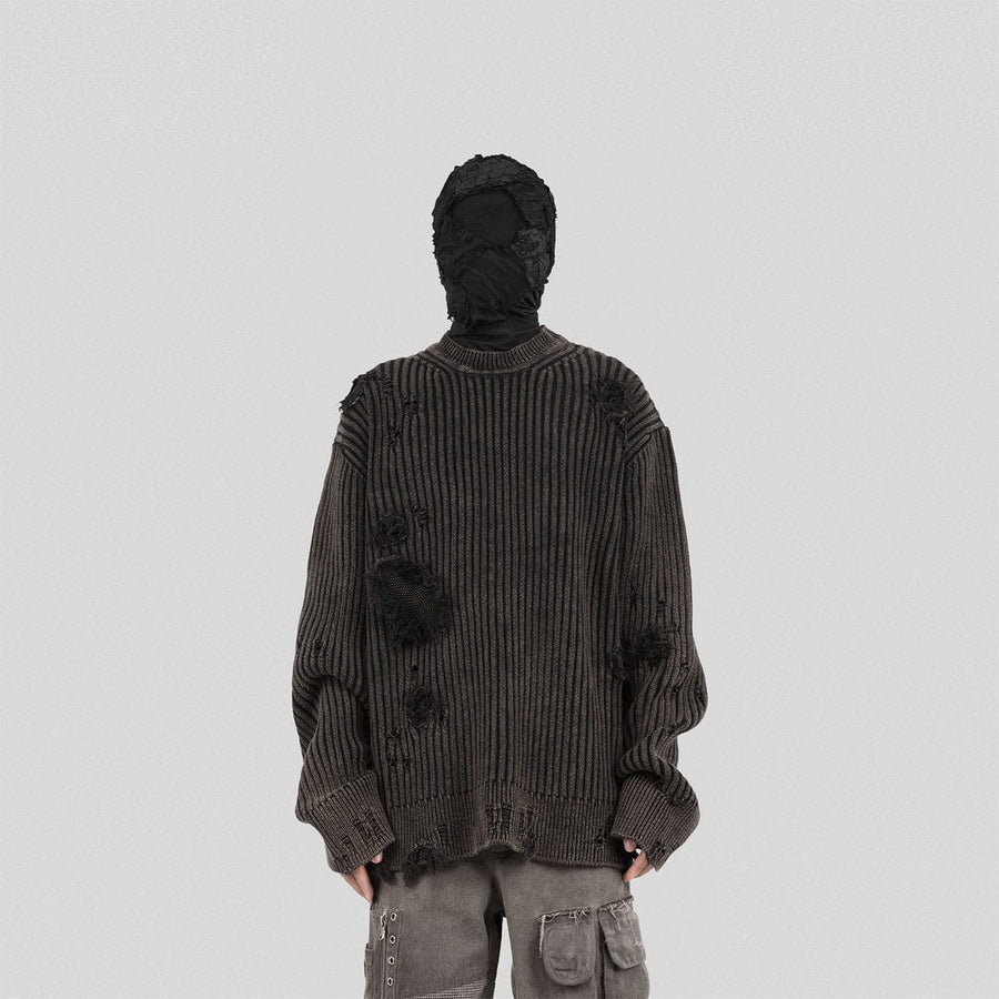 UNDERWATER Wasteland Ripped Sweater Charcoal
