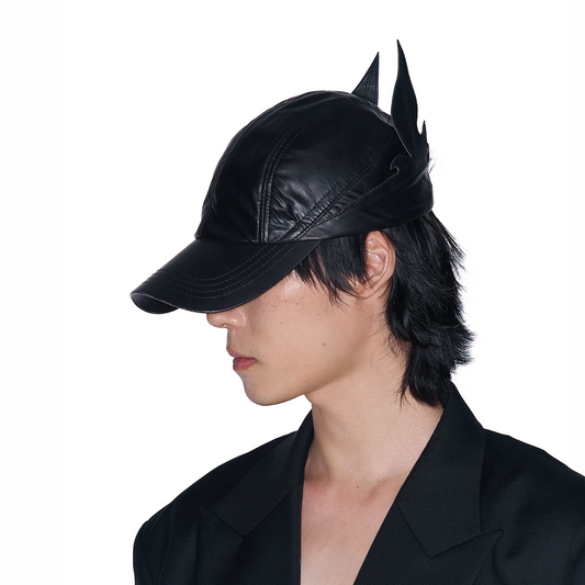 SANB Faux Leather Horned Baseball Cap
