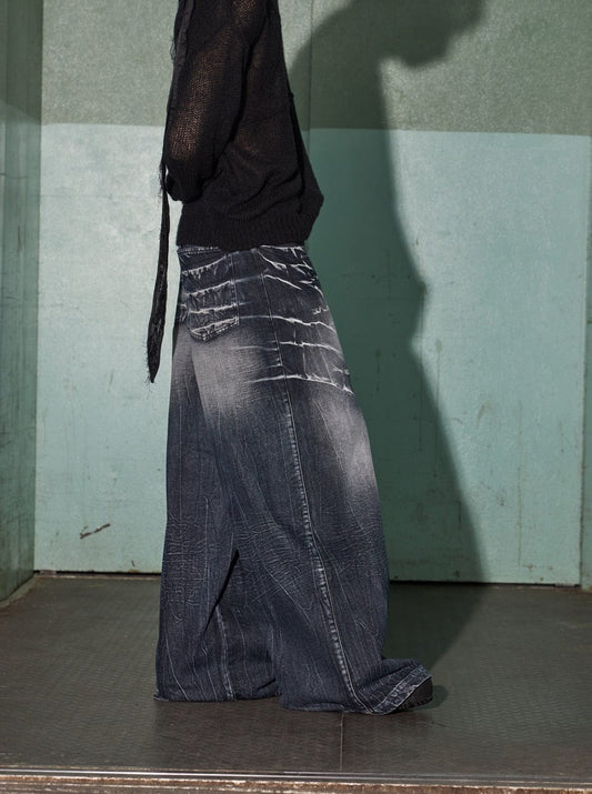 DND4DES Lighting Crease Washed Wide-Leg Jeans