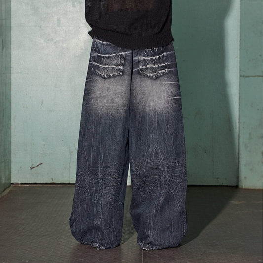 DND4DES Lighting Crease Washed Wide-Leg Jeans