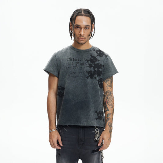 DND4DES Distressed Skull Graphic T-Shirt