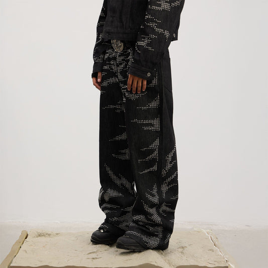 DND4DES Studded Tiger Stripe Baggy Jeans