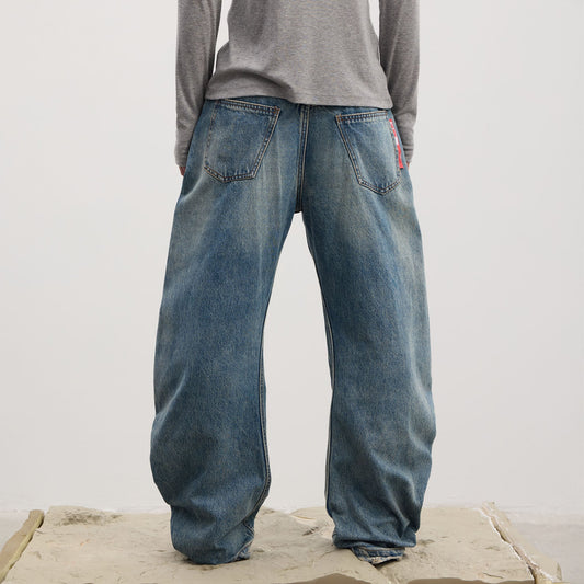 DND4DES Washed Button-Up Balloon-Leg Jeans