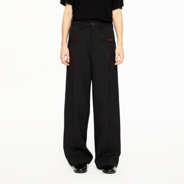 KREATE Floral Insert Slit Straight-Leg Trousers