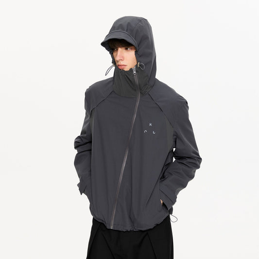 KREATE Asymmetric-Zip Teflon Hooded Jacket