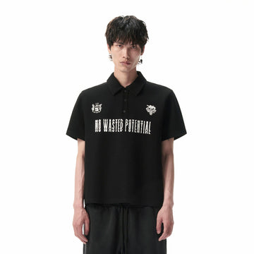 SAVAGEGROWTHWORLD No Wasted Potential Stripe-Back Polo T-Shirt