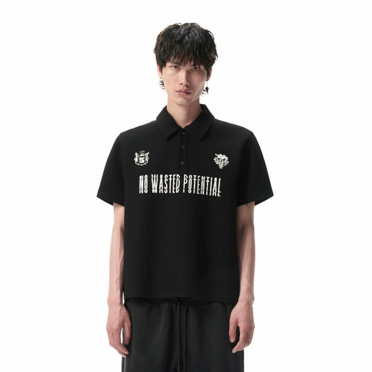 SAVAGEGROWTHWORLD No Wasted Potential Stripe-Back Polo T-Shirt