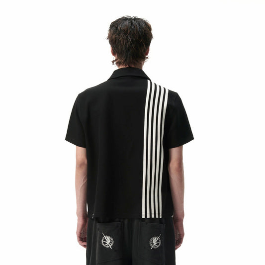 SAVAGEGROWTHWORLD No Wasted Potential Stripe-Back Polo T-Shirt
