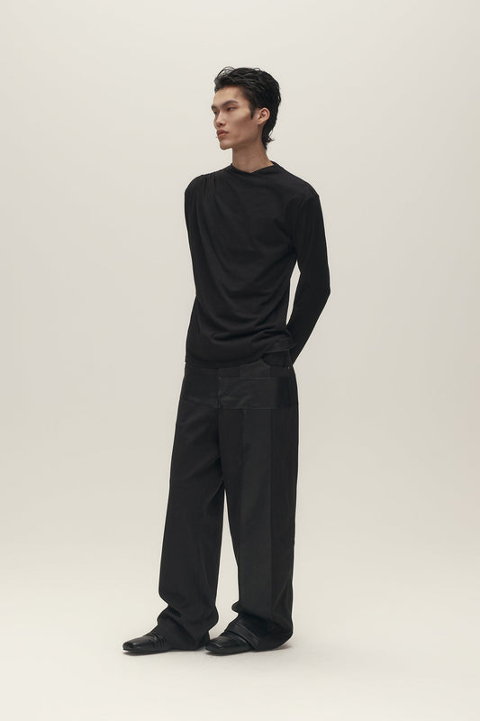 SAVAGEGROWTHWORLD Asymmetrical Drape Long-Sleeve Tee