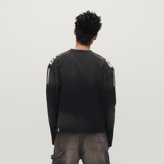 SAVAGEGROWTHWORLD Athletic Distressed Patch Sweatshirt