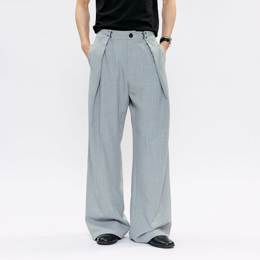 KREATE Pleated Pinstripe Wide-Leg Trousers