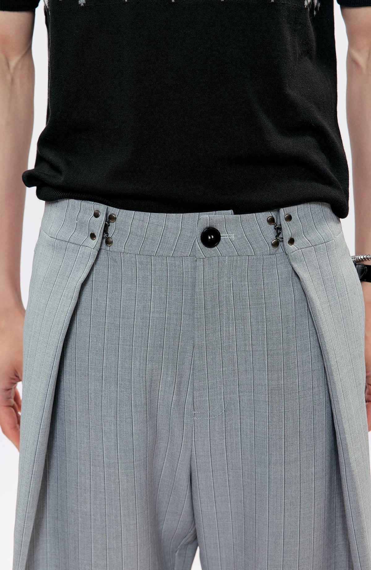 KREATE Pleated Pinstripe Wide-Leg Trousers