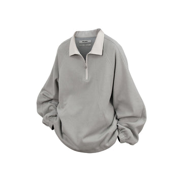 RELABEL Raglan Drawstring-Hem Polo Sweatshirt