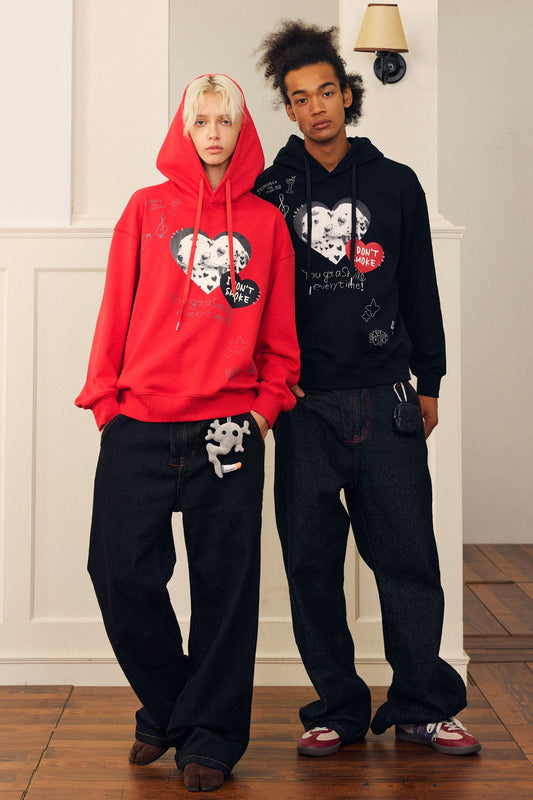 DONSMOKE Puppy Heart Doodle Hoodie