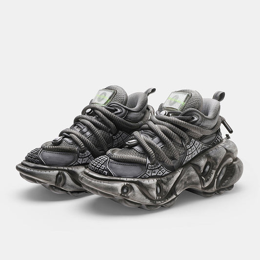 Grey silver dull color gimmick wide sneakers HL3124
