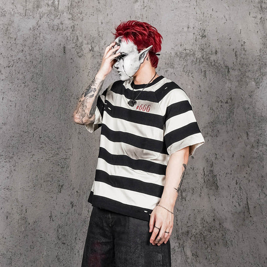 UNDERWATER The Jailbird Distressed Striped T-Shirt