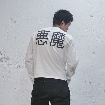 UNDERWATER Demon Slashed Cotton Long Sleeve Tee White
