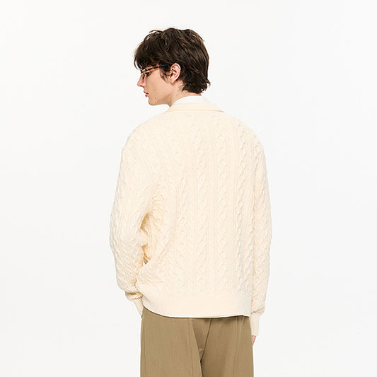 KREATE Cable Knit Polo Sweater