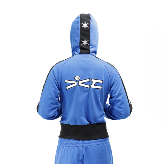 VANGUARDIA Contrast Star Graphic Slim Cropped Hooded Jacket