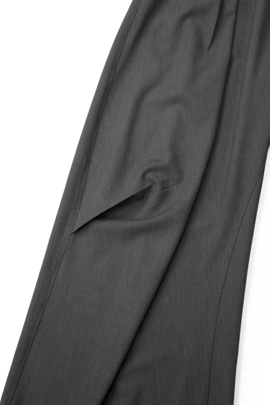 RELABEL Wool-Blend Pleated Draped Wide-Leg Pants Gray