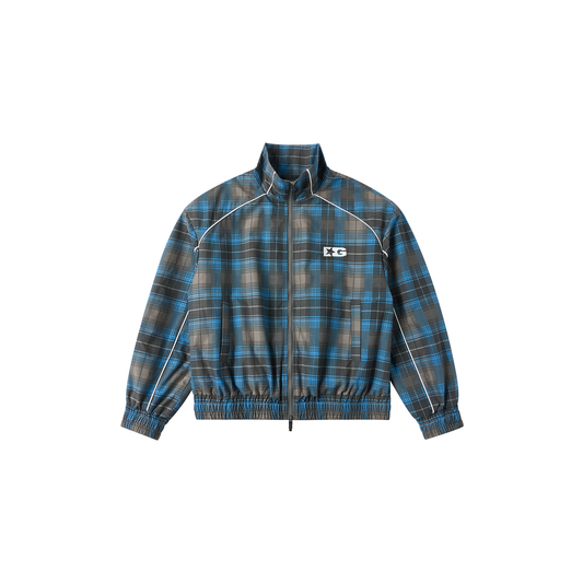 SAVAGEGROWTHWORLD Plaid Stand-Collar Jacket