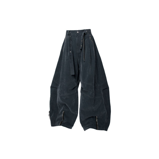 RELABEL Velour Zip-Hem Oversized Jeans