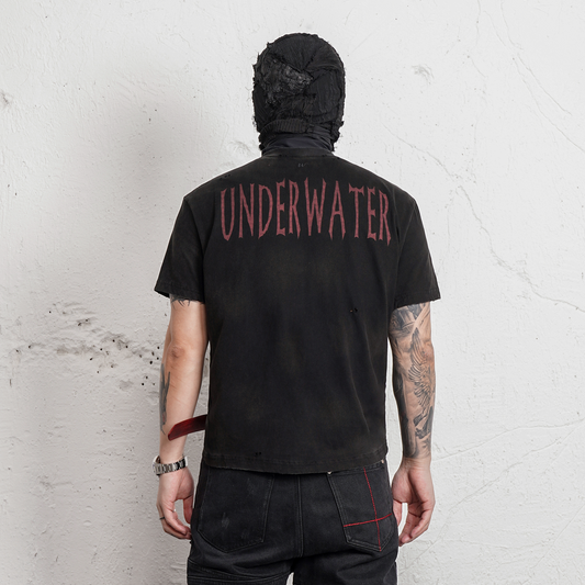 UNDERWATER Washed Distressed Graphic T-Shirt