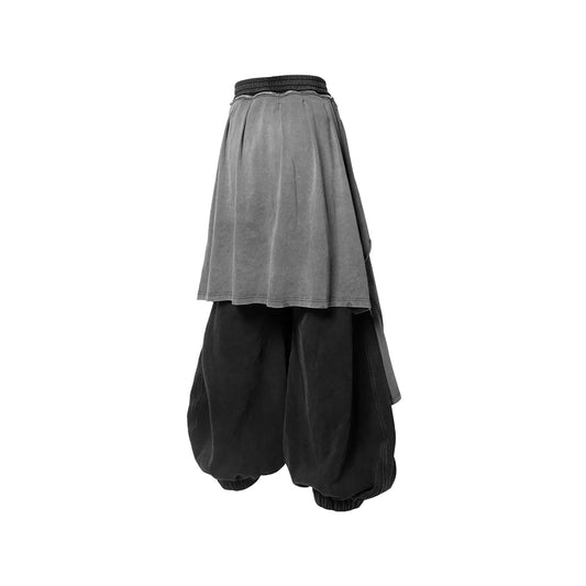 RELABEL Detachable Back Flap Draped Balloon Pants Gray