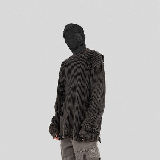UNDERWATER Wasteland Ripped Sweater Charcoal