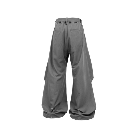 RELABEL Wool-Blend Pleated Draped Wide-Leg Pants Gray