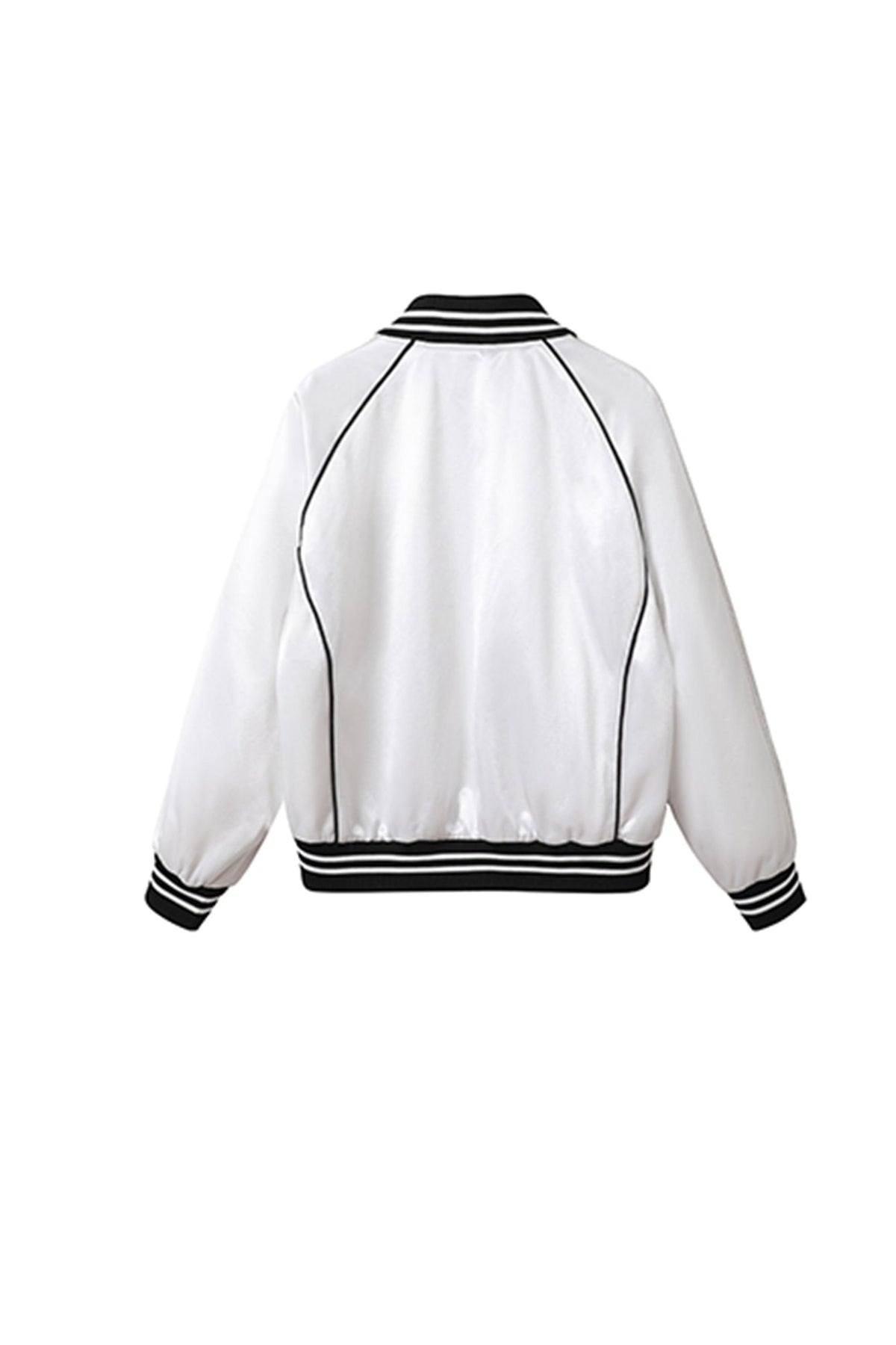 DONSMOKE Glossy Contrast Graphic Varsity Jacket