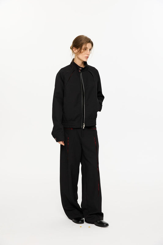 KREATE Floral-Lined Spliced Harrington Jacket