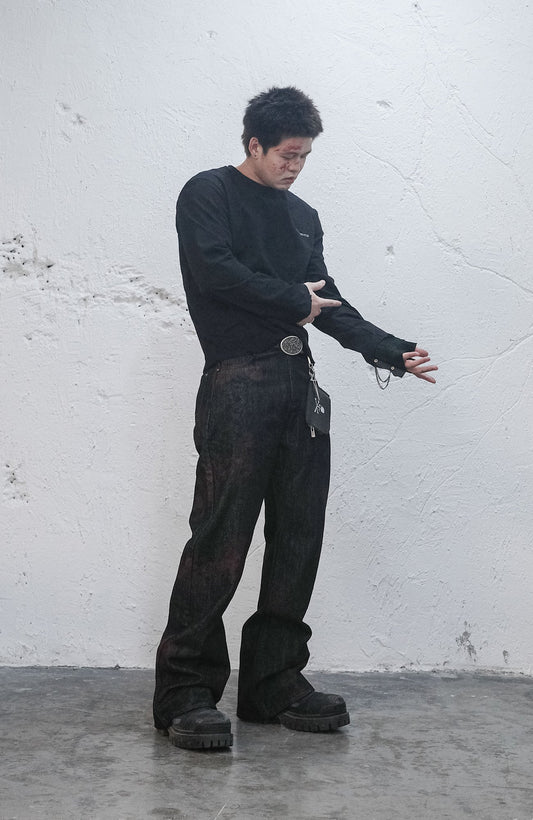 UNDERWATER Demon Slashed Cotton Long Sleeve Tee Black
