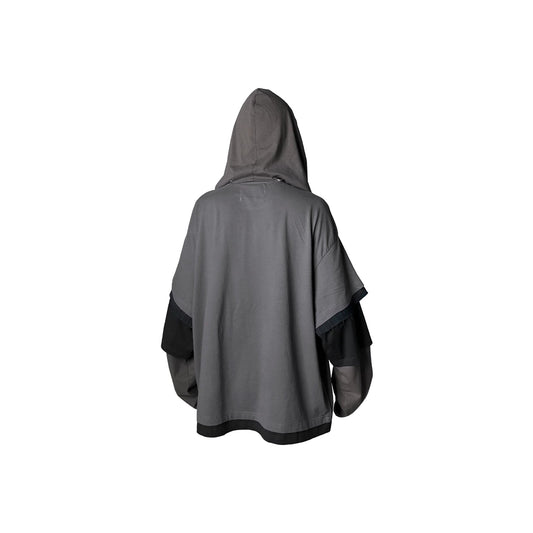 RELABEL Triple-Layer Detachable Striped Hood Long-Sleeve Tee Green