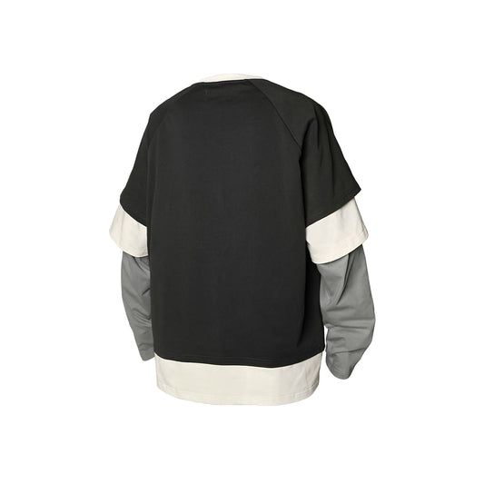 RELABEL Layered Lace-Up Sweatshirt Gray