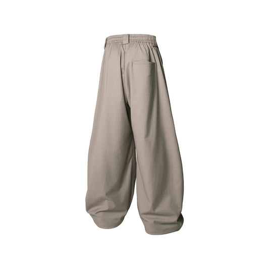 RELABEL Pleated Drawstring Curved Wide-Leg Trousers
