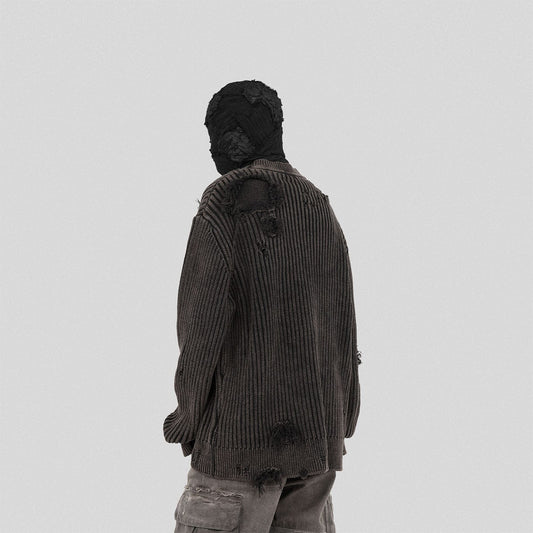UNDERWATER Wasteland Ripped Sweater Charcoal