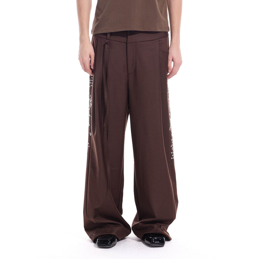WHISTLEHUNTER Studded-Side Strap Straight-Leg Pants